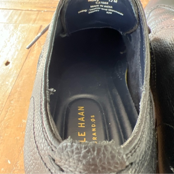 COLE HAAN Pebbled Black Leather C27088 Grand 0s Wingtip Loafer Shoes, Mens 12 - Picture 5 of 10